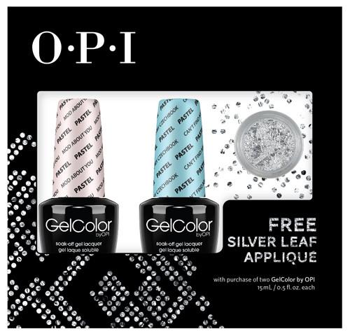 OPI GelColor - Nail Art Kit (Mod About You-Pastel and Cant Find My Czechbook-Pastel) with FREE Silver Leaf Applique, Kit - OPI, Sleek Nail