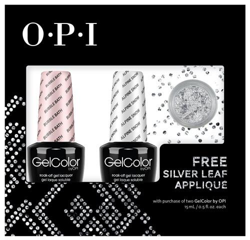 OPI GelColor - Nail Art Kit (Bubble Bath and Alpine Snow) with FREE Silver Lead Applique, Kit - OPI, Sleek Nail