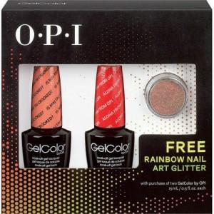 OPI GelColor - Nail Art Kit (Is Mai Tai Crooked? and Aloha from OPI) with FREE Rainbow Nail Art Glitter - #SPG52, Kit - OPI, Sleek Nail